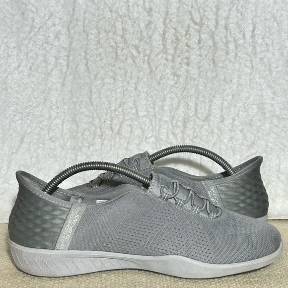 Skechers Womens Grey Newbury St Slip-Ins.Knit Memory Foam Sneakers Shoes SZ 7.5 - Picture 6 of 11